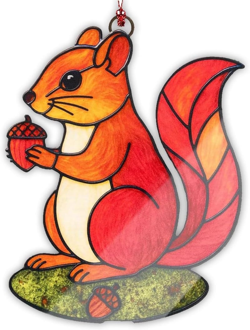 NELXI Squirrel Ornament, Squirrel Ornaments for Christmas Tree, Christmas Ornaments 2025, Woodland Creature Holiday Decor, Animal Ornament for Tree, Suncatcher Hanging Decoration, Unique Gifts for Women - Image 1